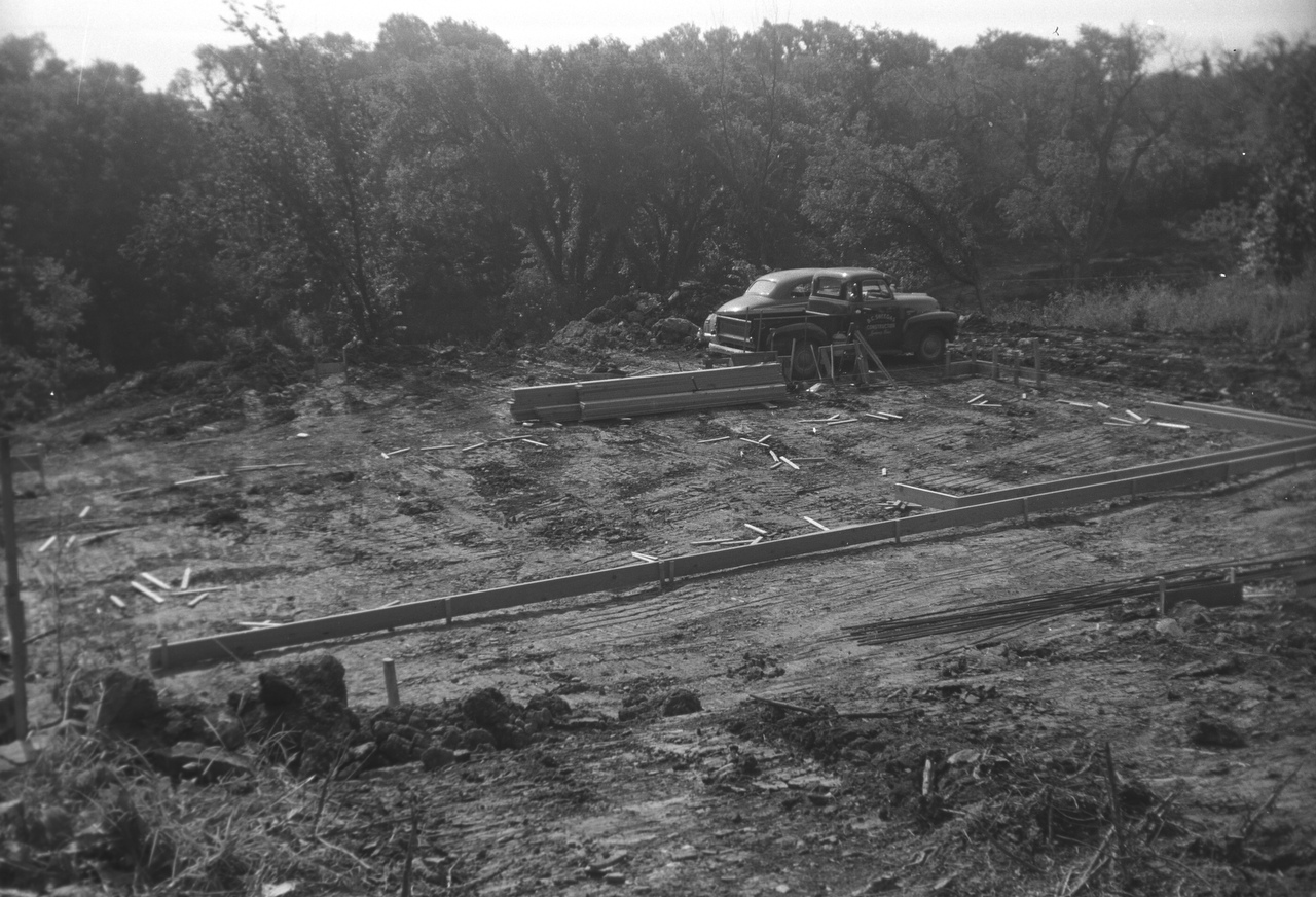 Laying foundation, June 25, 1955