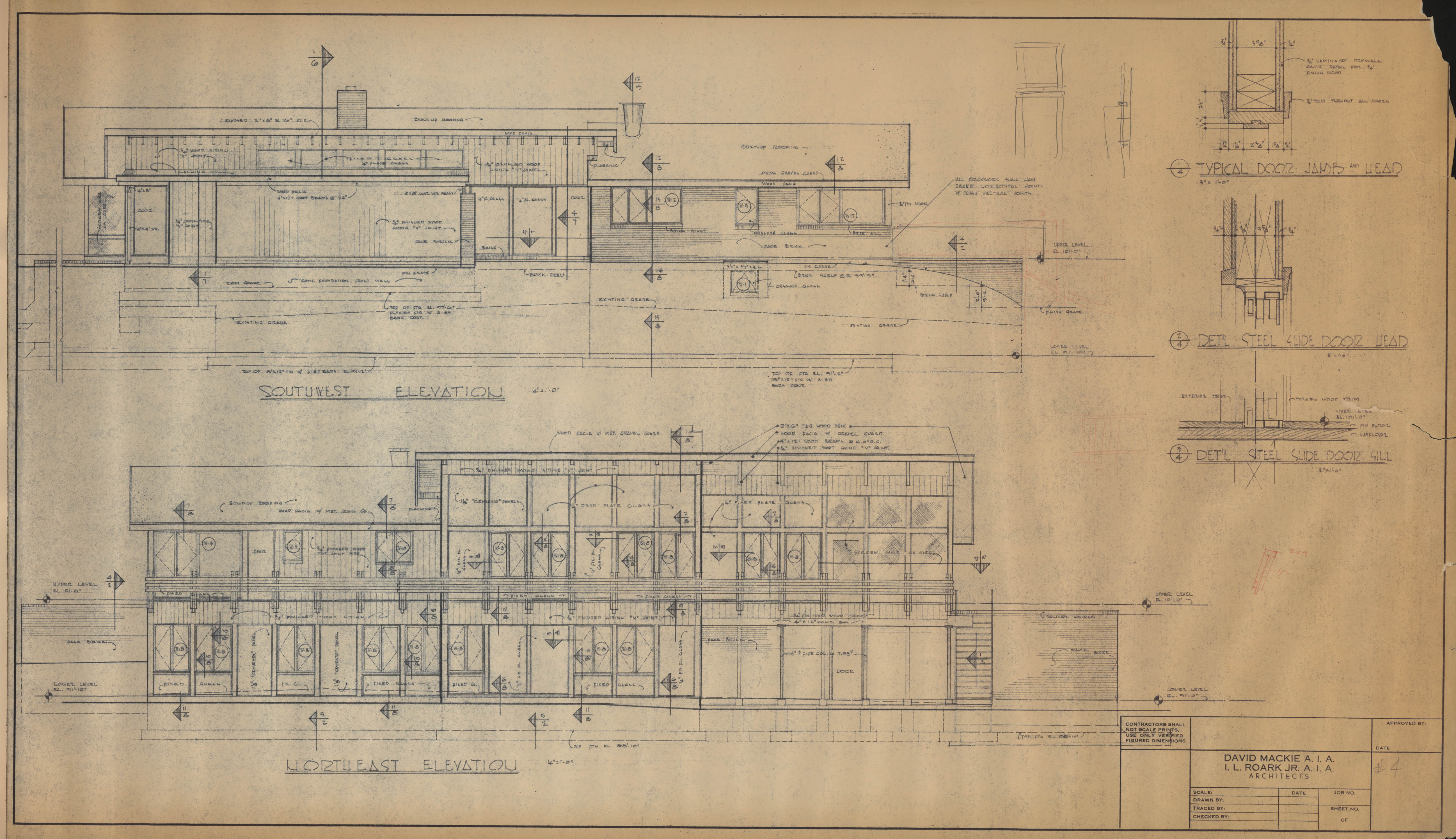 Southwest-northeast elevations